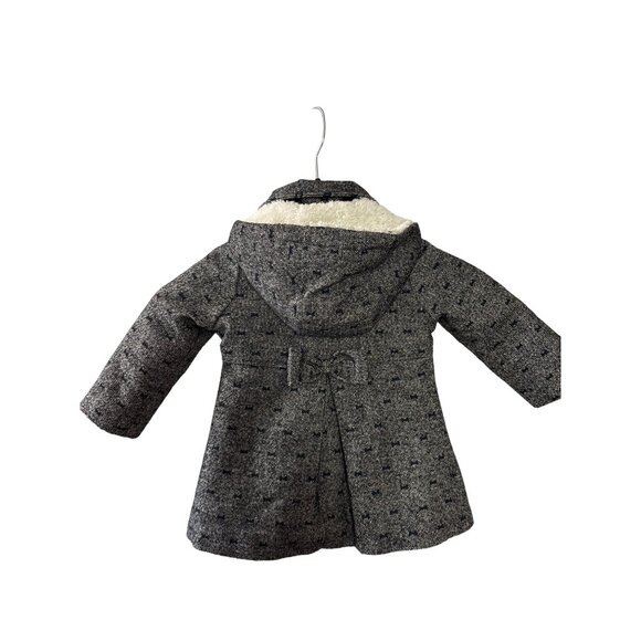 OshKosh B'gosh Toddler Girls Gray Hooded Peacoat Jacket Bow Print Accent Size 2T - Picture 5 of 10